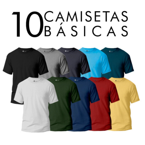 Kit com 10 Camisetas Básicas PREMIUM | VALOR DE ATACADO |