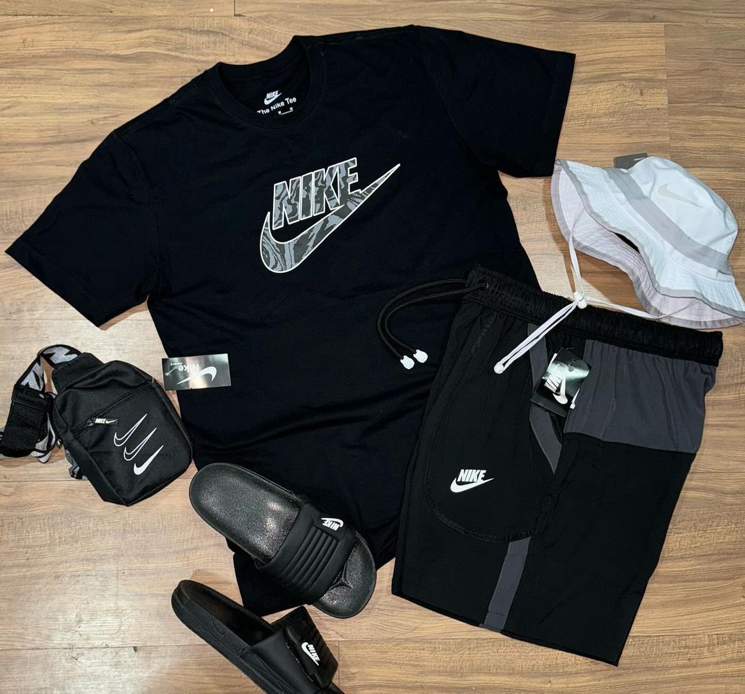 KIT Nike COMPLETO ( CAMISA+SHORT+CHINELO+BONÉ ( PROMO ESQUENTA BLACK FRIDAY)